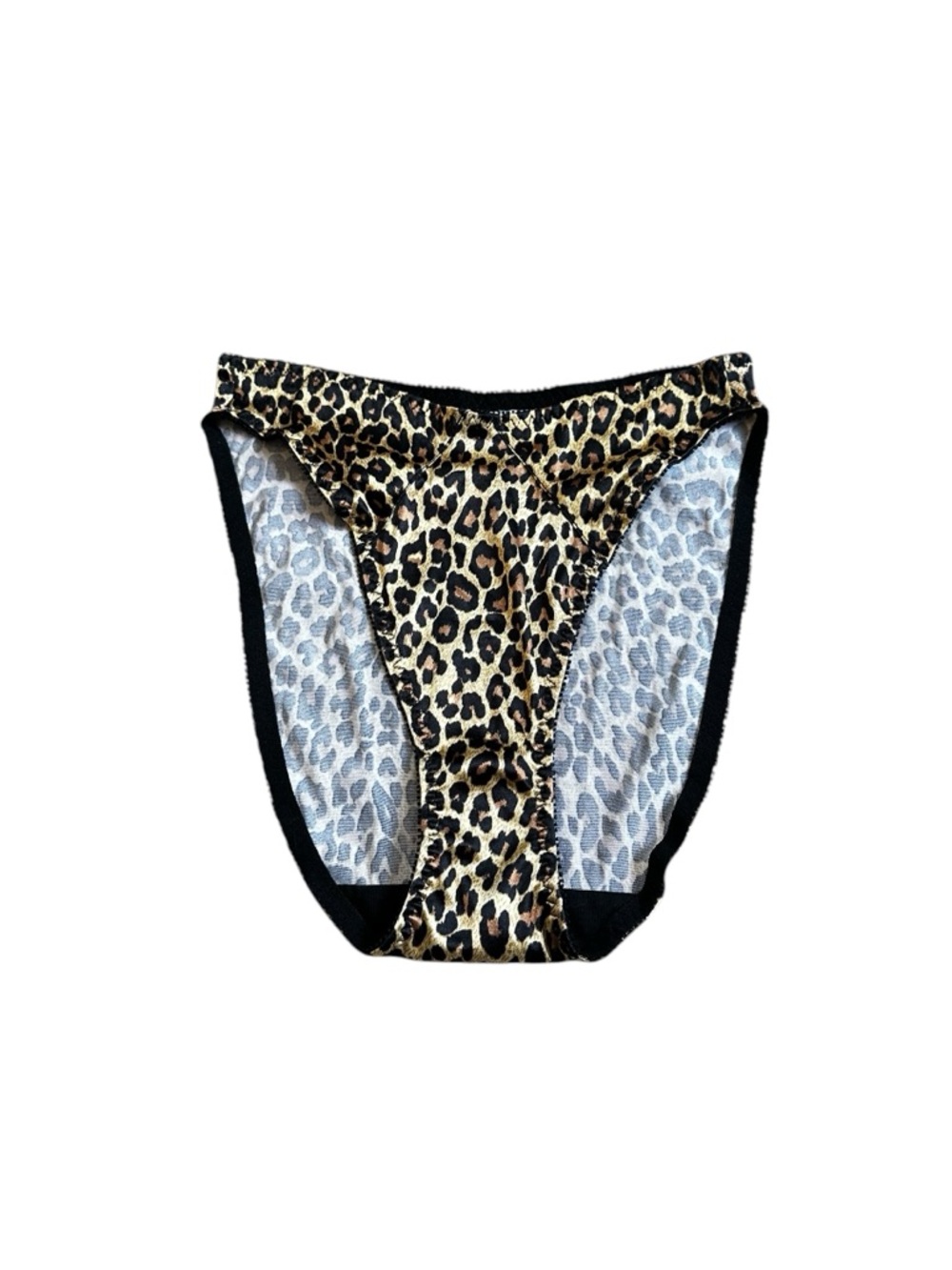 Vintage 90s Delicates Second Skin Satin High Cut Leopard Print Bikini Panty